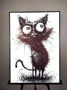 Obraz A2 Kot z wielkimi oczami wykonany długopisem pen plotter