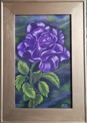 Obraz "Fioletowa róża", akryl 40 x 25 cm w ramie 51 x 36 cm.