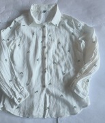 Koszula kremowa bawełna XL w zielone listki