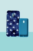 Supermiękkie etui Samsung Galaxy J3 2017 jasno-niebieskie jelly w gwiazdki