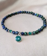 Bransoletka kamienie naturalne azuryt onyks zielony srebro prezent pamiątka