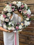 Wianek dekoracyjny, kwity sztuczne 64cm