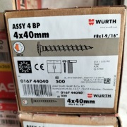 Wkręty ASSY 4 BP Wurth 4x40 ( Podkładowe) 500szt