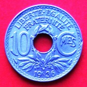 10 Centymów  1936  r  -  Francja    Gałąź oliwna    