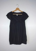 Czarna bluzka vintage z falbaną rękawy retro goth tunika Madonna 40 L