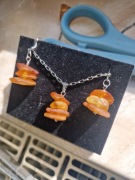 BURSZTYN BAŁTYCKI KOLCZYKI I ZAWIESZKA Z KRAWATKĄ  STAL SZLACHETNA