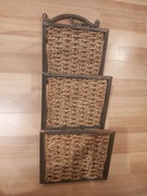 Wieszak - organizer metalowo - wiklinowy z ozdobami
