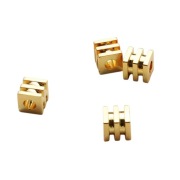 Koraliki Dystansowe, Kostka, 4x4x4mm, Pozłacane 14K, 5 szt.