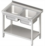 Stół gastronomiczny Stalgast ze zlewem 2-komorowym 100x60 NOWY