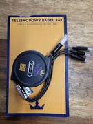 Teleskopowy kabel do ładowania 3w1 Tata Rządzi. USB-C, Lightning, Micro USB