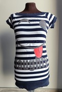 Tunika bluzka krótki rękaw w paski buźka S/36 M/38