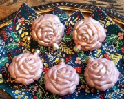 Bombki róże retro 7 cm 5 sztuk