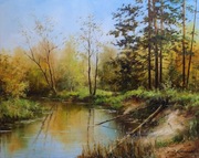Jesienna rzeka - obraz olejny 50x40