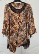 Catharan Panterka cętki asymetryczna bluzka cekiny 40 42 44 XL L XXL