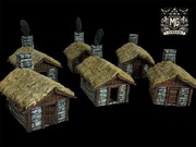 Zestaw 6 domkow wiejskich makiety teren do gry lotr sbg bolt action