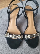 Kazar szpilki sandały 39, naturalna skóra kamienie