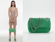 RESERVED pikowana zielona torebka chanelka łańcuch frotte NOWA