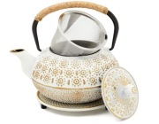 Żeliwny dzbanek do herbaty 800 ml z zaparzaczem i podstawką