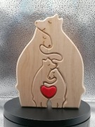 Drewniana Puzzel-Statuetka Rodzina Czterech Misiów