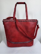 Torba damska Shopper A4 bordowa nowa z metką elegancka na ramię