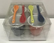 Zestaw ceramiczny do deserów kubki i łyżeczki Bistro Basics