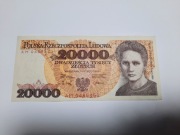 W2  BANKNOT PRL 20.000 TYSIĘCY 1989  SKŁODOWSKA  STAN UNC- RZADKA SERIA AM
