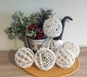 Zestaw 6 bombek choinkowych ręcznie robionych na szydełku