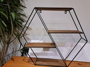 regał półka metalowa drewniana loft sześciokątna