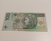 100zł YK 7507140 – RZADKA seria Y – banknot testowy