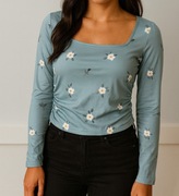 Bluzka długi rękaw kwiaty 