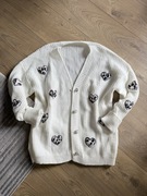 kremowy sweter oversize serce panterka cute jesień zima