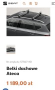 Tyczki bagażnika dachowego, belki dachowe Seat,vw,cupra