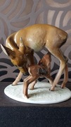 Rosenthal  figurka z porcelany sarna łania z koźlęciem