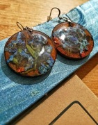 Duże kolczyki z żywicy z niezapominajkami | Stal nierdzewna | handmade