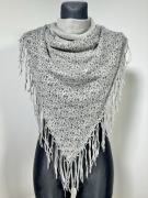 Promod duża chusta 100x100 szara frędzle boho wiosna szalik szal