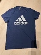 Adidas - granatowy męski T-shirt z metalicznym logo 