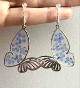 Kolczyki motyle niebieskie kwiaty