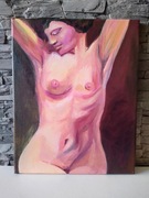 Akt ,,Po kąpieli" olej na płótnie, 24 x 30 cm