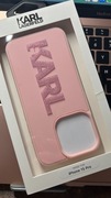 Karl Lagerfeld Iphone 15 Pro etui silikonowe z logo glitter 