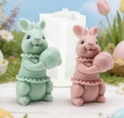 KRÓLIK Z PISANKĄ Wielkanocna forma silikonowa 10.2*7 do Świec Wosku Odlewów