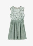 Sukienka koktajlowa miętowa zieleń cekiny r 110 / 116 We Fasion