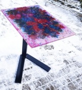 Stół z żywicy epoksydowej, ultra cienki odlew, monolit "Taniec Króla”