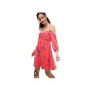 ASOS letnia mini sukienka w kwiaty koralowa M