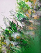 NOWOCZESNE MALARSTWO ABSTRAKCYJNE 30x24cm "MOC ZIELENI IV"