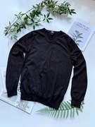 Czarny męski sweter z wełny merino 100% merino wool