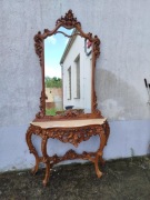 Konsola włoska z kamiennym blatem + lustro 