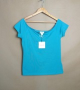 nowa calvin klein bluzka damska l turkusowa bawełna logo ck