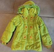 Kurtka dziecięca limonkowa z odpinanym kapturem