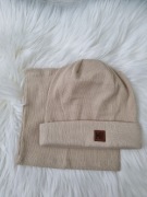 Komplet wiosenny prążek czapka i komin 