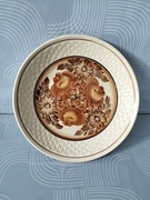 Talerz vintage fajans Koło brązowe kwiaty 